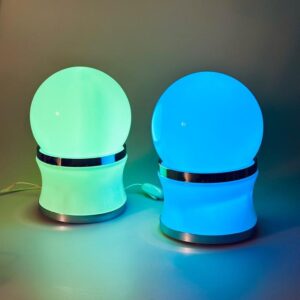 Reggiani Tischlampe Lampe Opalglas Chrom 1960er Italy