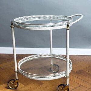 Barwagen Servierwagen side table Messing Glas Frankreich 1950er