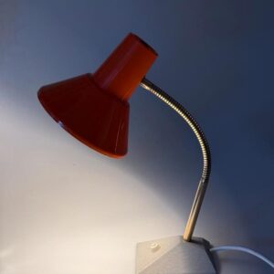 Tischleuchte Lampe orange vintage Messing Schwanenhals 60er